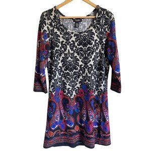 Papillon Size Large Polyester Blend Artsy Tunic Dress Bright Colorful Vibrant Pi